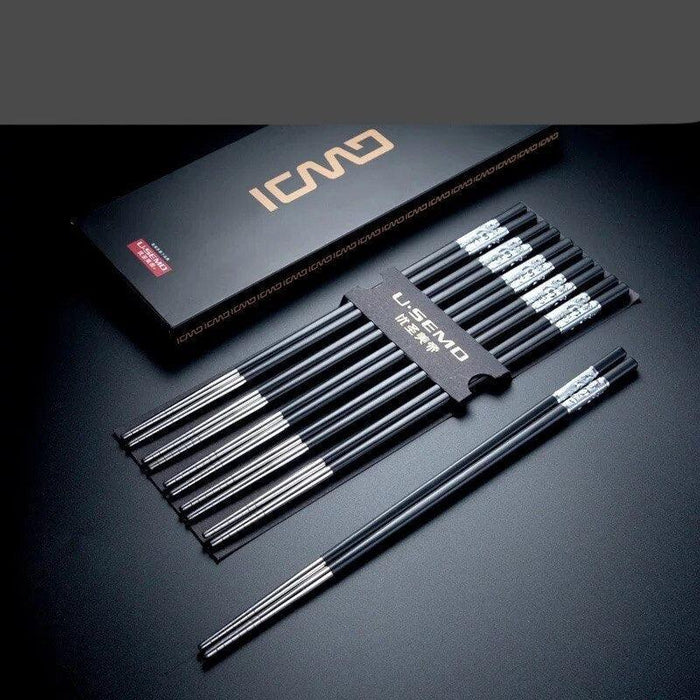 Stylish Eco-Friendly Stainless Steel Sushi Chopsticks - Set of 5 Pairs