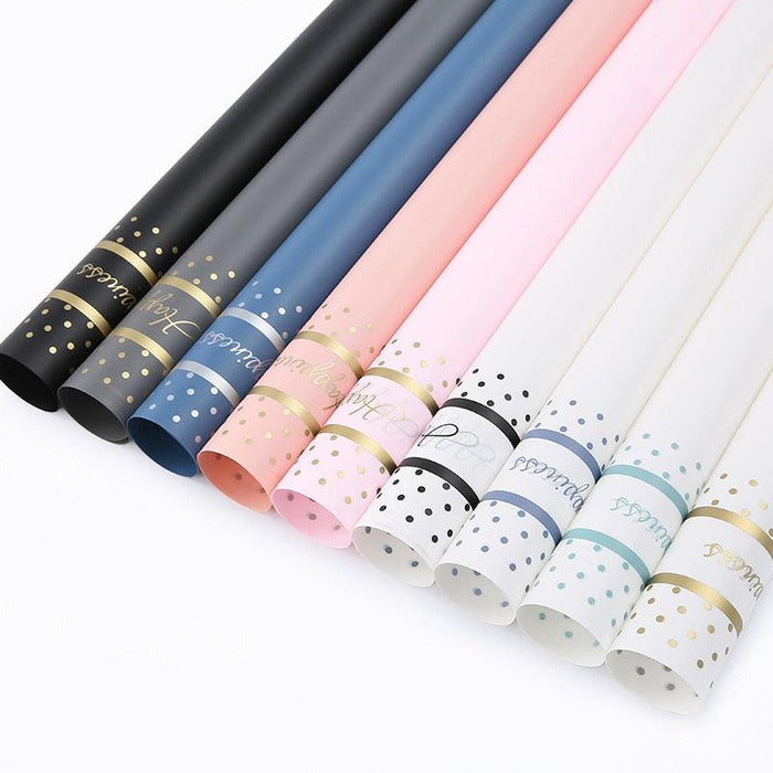 English Letters Waterproof Floral Bouquet Wrapping Paper - 20 Sheets