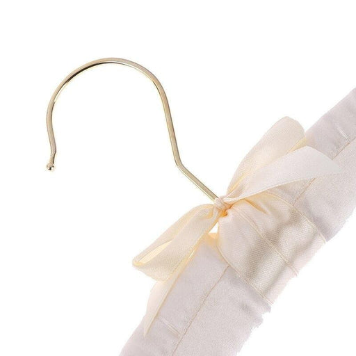 5Pcs 38cm Beige/ White Satin Padded Top Hangers Clothes Coat Top Grade Hanger Gold Hook-0-Très Elite-white-Très Elite