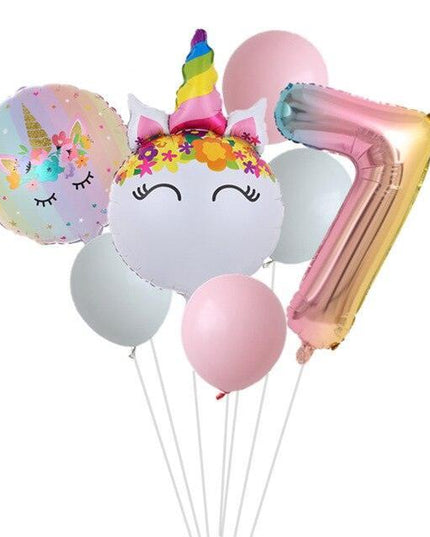 Enchanted Unicorn Number Balloon Set for Joyful 1-4 Year Celebrations
