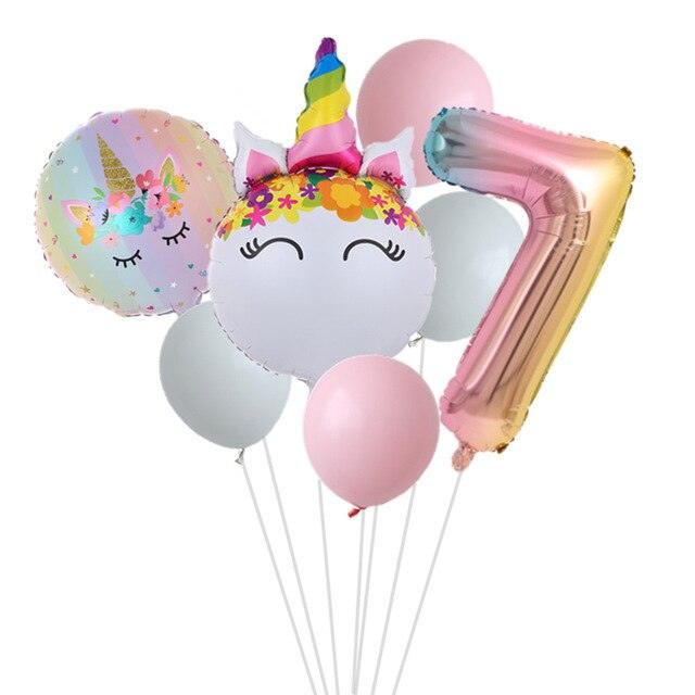 Enchanted Rainbow Unicorn Number Balloon Set for 1-4 Year Old Party Magic