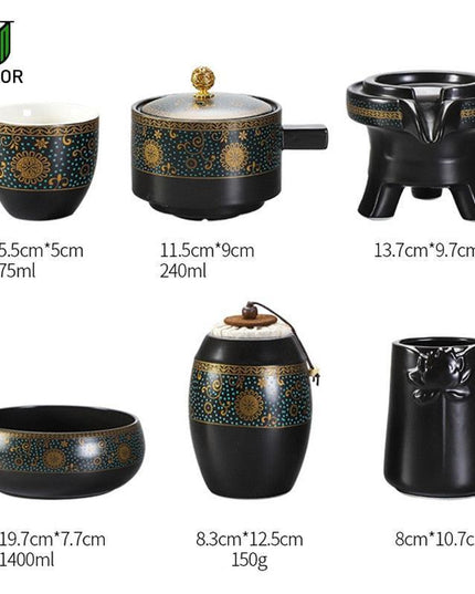 Elegant Ceramic Tea Set with Innovative Anti-Scald Rotating Teapot