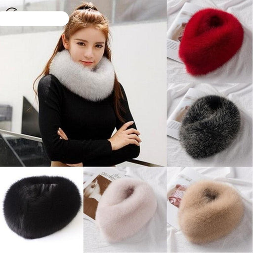 Elegant Fox Fur Ring Scarf with Magnetic Closure - Luxury Winter Accessory for Women