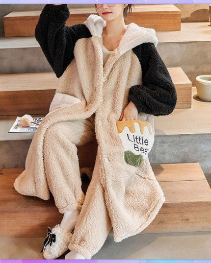 Cozy Elegance: Plush Coral Velvet Women's Bathrobe for Winter Relaxation