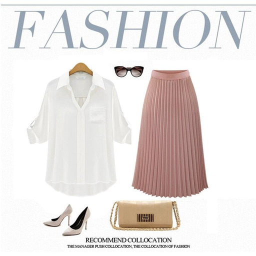 Sophisticated Black and White Summer Chiffon Skirt for Women
