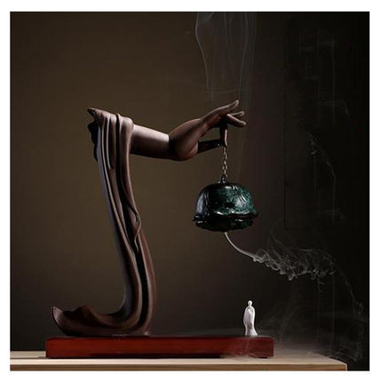 Serene Buddha Hand Ceramic Backflow Incense Holder for Tranquil Spaces