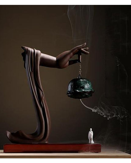 Serene Buddha Hand Ceramic Backflow Incense Holder for Tranquil Spaces