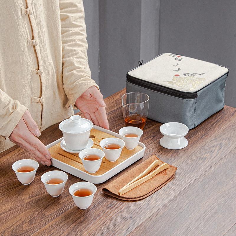 New Drinkware Set Chinese Kung Fu Travel Tea Set Ceramic Portable Teacup Porcelain Gaiwan Tea Cup Mug of Tea Ceremony Teapot-0-Très Elite-01-Très Elite