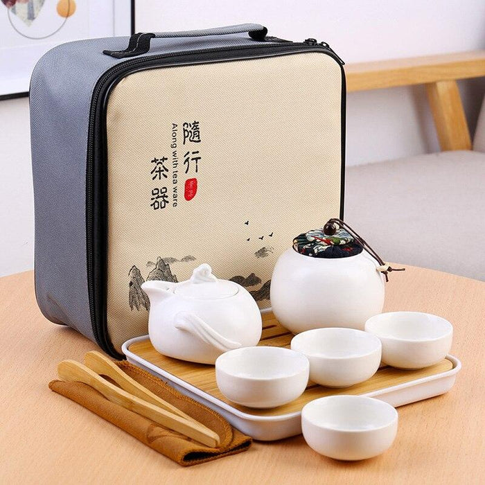 Elegant Handcrafted Ceramic and Metal Tea Ceremony Set with Decorative Tray - Essential for Tea Lovers