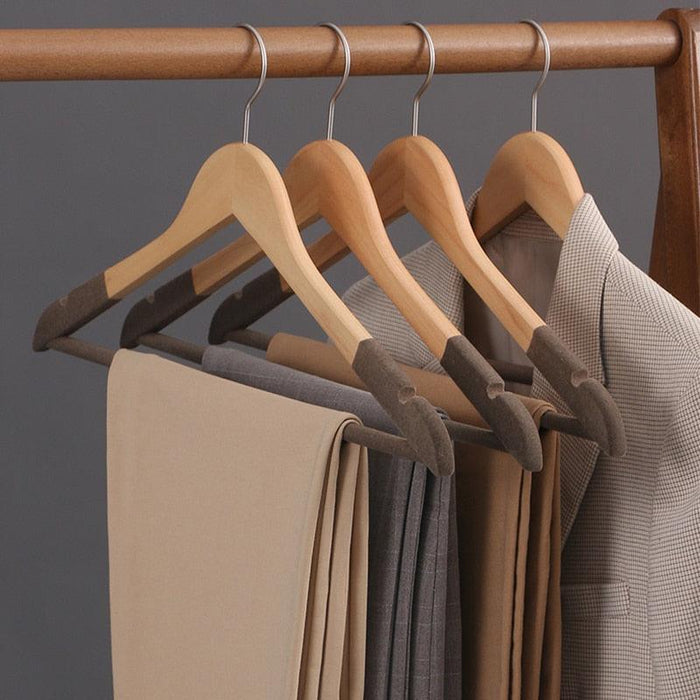 Elevate Your Closet: Premium Lotus Wood Hangers Set with Velvet Flocking - Choose 5 or 10 Pieces