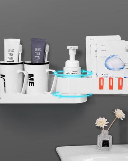 Rotating Corner Wall Storage Rack with Hooks for Smart Bathroom and Kitchen Organization