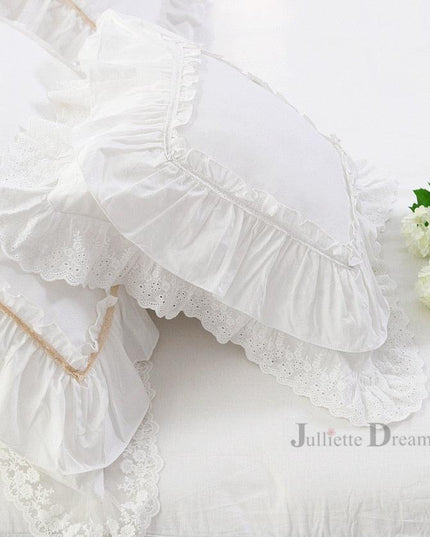 Chic Striped Ruffled Lace Pillowcase for Stylish Home Accents