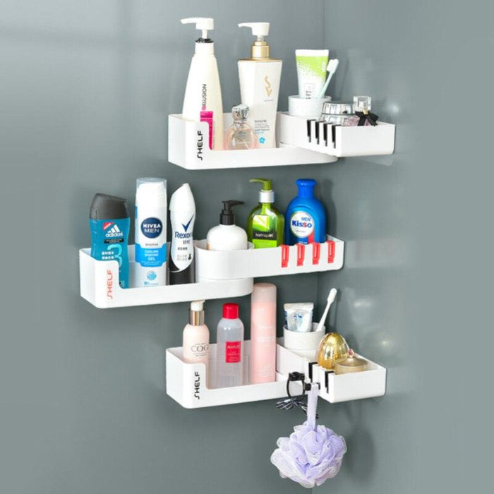 Rotating Wall-Mounted Bathroom and Kitchen Storage Rack with Hooks