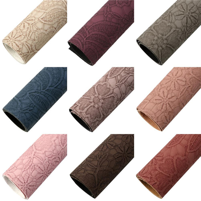 Elegant Floral Faux Leather Crafting Sheets with Textured Finish