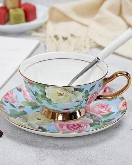 Charming YeFine Bone China Tea Cup & Saucer Set - Whimsical On-Glazed Design