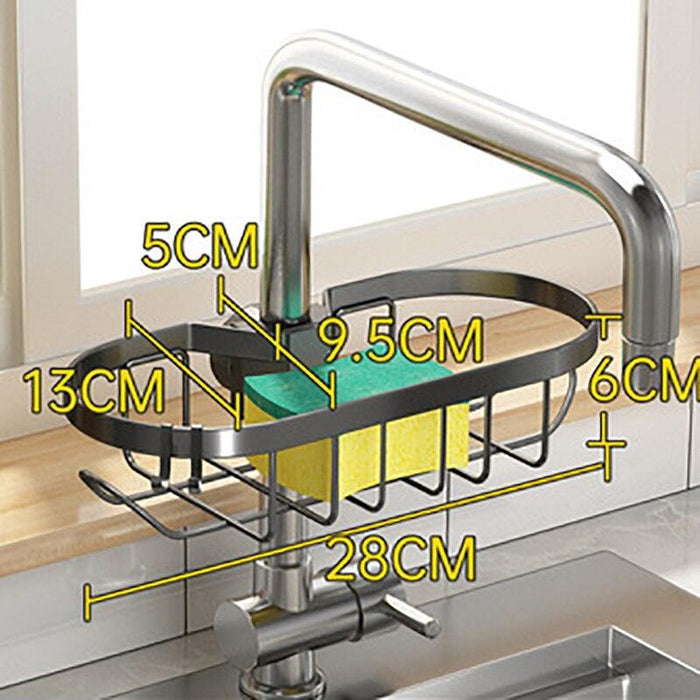 Adjustable Stainless Steel Sink Rack with Integrated Towel Holder - Perfect for Kitchen and Bathroom Organization