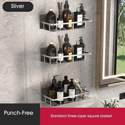 Stylish Wall-Mounted Space Aluminum Shower Organizer: Premium Bathroom Caddy