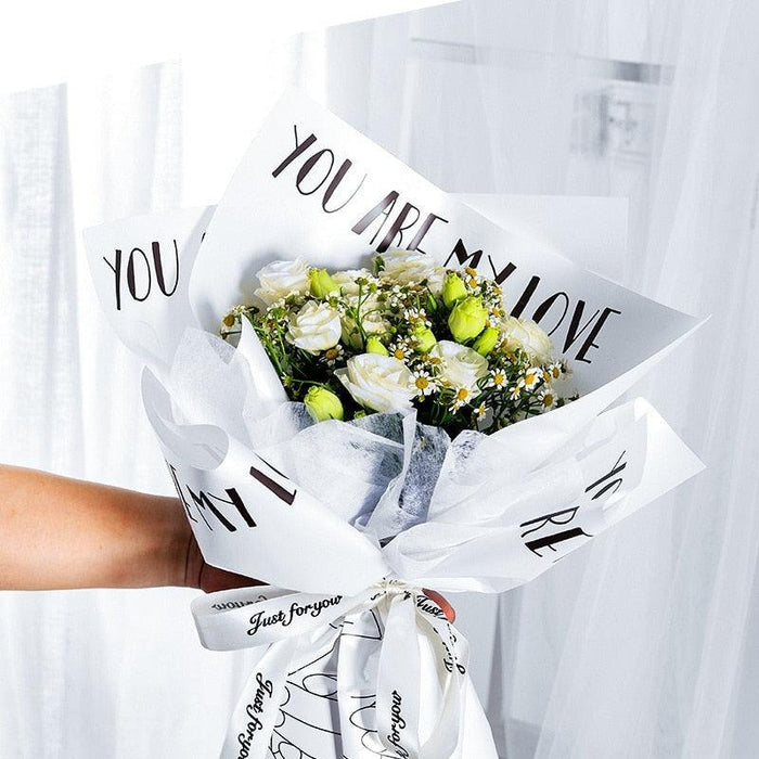Elegant Rose Bouquet Waterproof Gift Wrap Set - DIY Flower Wrapping Paper