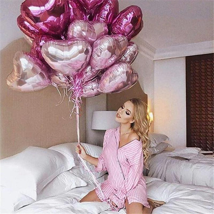 Rose Gold Heart Shaped Foil Balloons Set - Perfect for Special Occasions