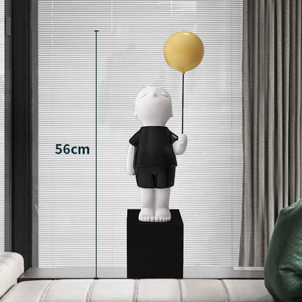 Charming Handmade Resin Balloon Boy Figurine - Unique Decorative Accent for Stylish Interiors