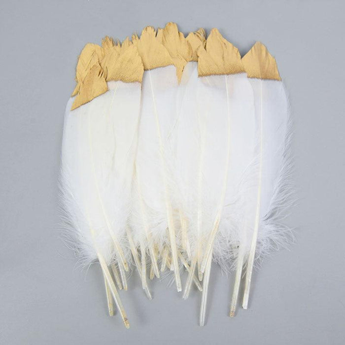 Golden Touch Gold-Tipped Feather Set for Upscale Event Decor and Handmade Artistry