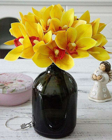 Luxurious White Orchid Silk Flower Arrangement - 4-Piece Set for Exquisite Home Styling