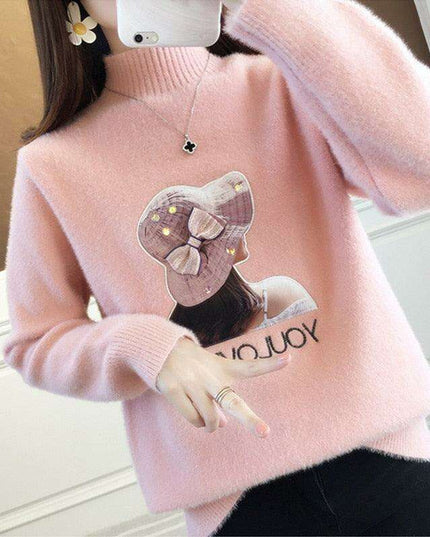 Luxe Blush Cashmere & Faux Mink Velvet Knit Sweater - Women's Ultimate Essential