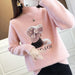 Luxurious Pink Cashmere & Imitation Mink Velvet Knit Sweater - Women's Exclusive