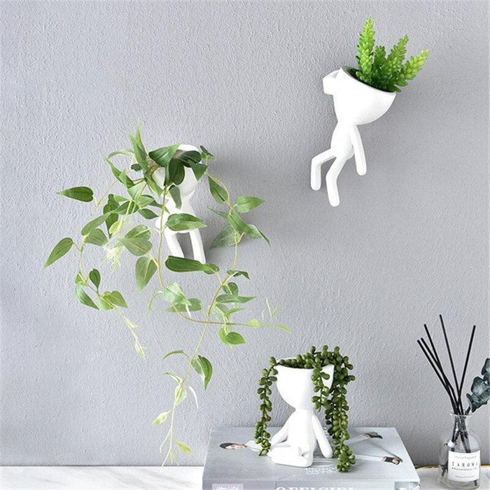 Chic White Resin Hanging Planters with Nordic Artistic Touch