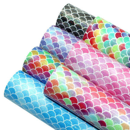 Enchanting Mermaid Scale Laser Etched Faux Leather Crafting Sheet for Creative Projects