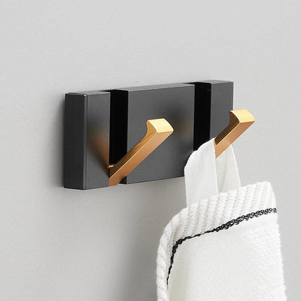 Modern Black Gold Compact Folding Towel Rack