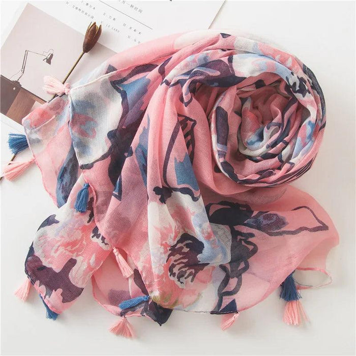 Luxurious Blue Porcelain Cashmere Blend Shawl - The Perfect Accessory for Any Occasion