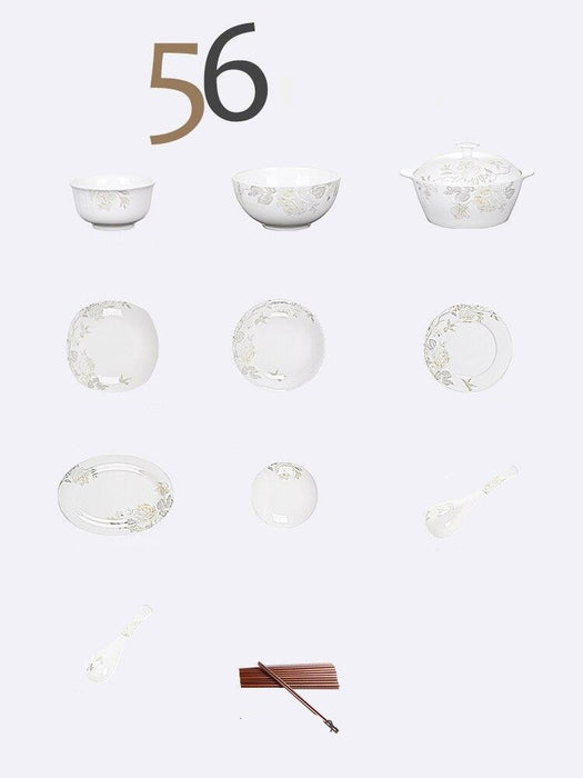 Elegant 56-Piece Jingdezhen Porcelain Dinnerware Collection