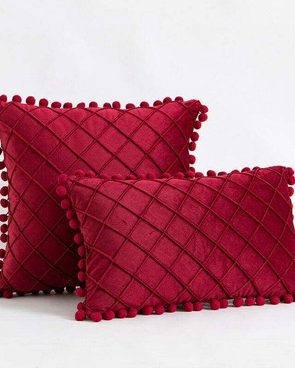 Chic Velvet Bohemian Pillow Covers with Fun Pompom Details