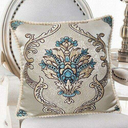 Elegant Handmade Beaded Jacquard Pillow Cover - Stylish Home Decor Accent 48x48cm