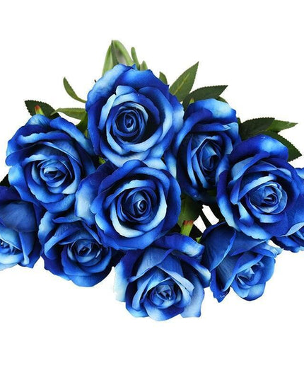 Luxurious 10-Piece Flannel Silk Rose Collection - Exquisite Floral Arrangement