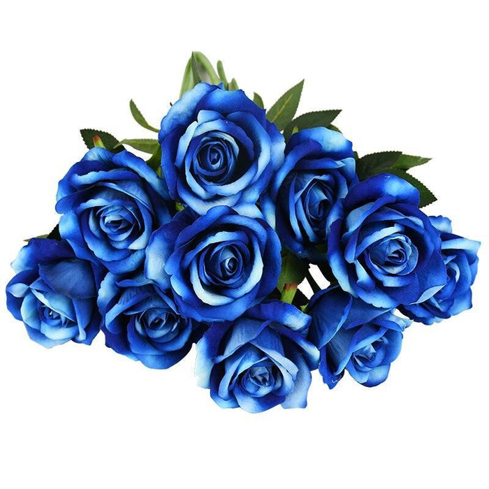 Luxurious 10-Piece Flannel Silk Rose Collection - Exquisite Floral Arrangement