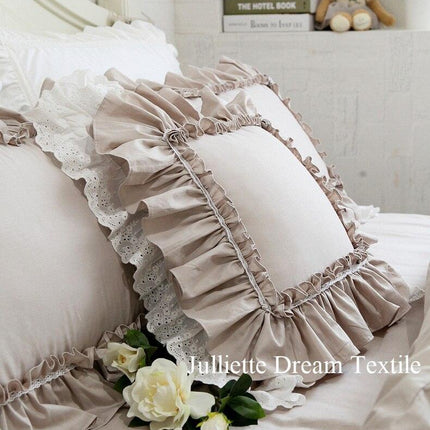 Chic Striped Ruffled Lace Pillowcase for Stylish Home Accents