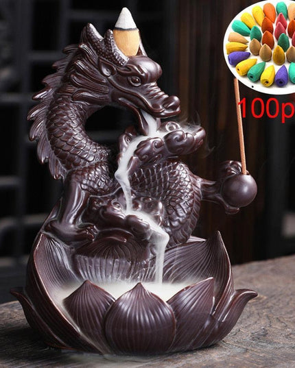 Tranquil Mountain River Backflow Incense Fountain with 100 Aromatic Cones