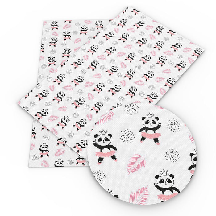 Crafting Brilliance: Premium Panda Print Faux Leather Fabric Sheet