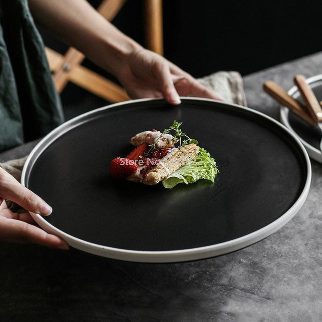 Handcrafted Japanese Ceramic Breakfast Plate Set for Sophisticated Dining
