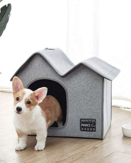 Cozy Dual-Chamber Winter Pet Retreat with Reversible Cushion - Choose from 2 Stylish Colors