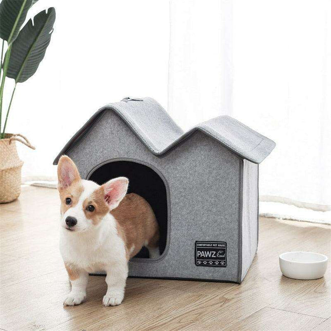 Cozy Dual-Chamber Winter Pet Retreat with Reversible Cushion - Choose from 2 Stylish Colors