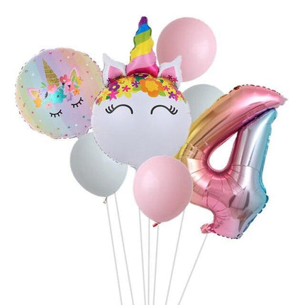Enchanted Unicorn Number Balloon Set for Joyful 1-4 Year Celebrations