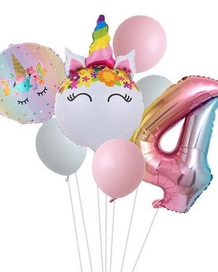 Enchanted Unicorn Number Balloon Set for Joyful 1-4 Year Celebrations