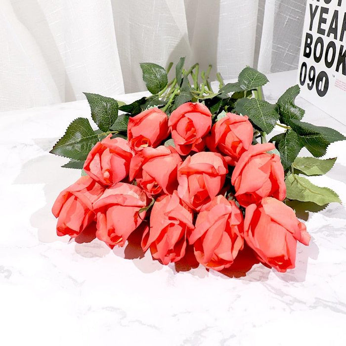 Silicone Real Touch Rose Bud Bundle - Elegant Floral Bouquet Centerpiece