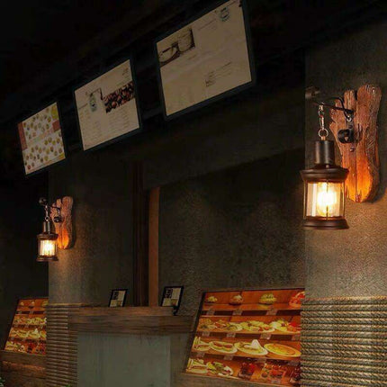 Vintage Wooden Wall Sconce - Classic LED Light Fixture for Home and Hospitality Spaces