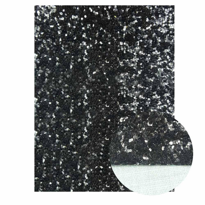 Chunky Glitter Black Faux Leather Crafting Sheets - Creative DIY Kit