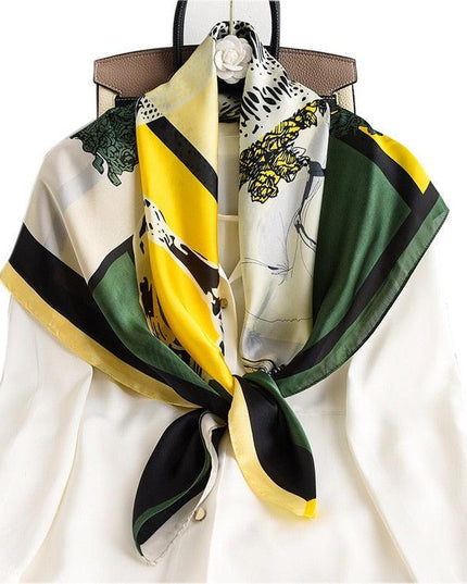 Elegant 90x90cm Silk-Feel Scarf for Women - Luxurious and Versatile Accessory