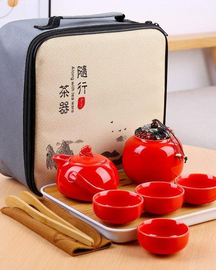 Elegant Handcrafted Ceramic and Metal Tea Ceremony Set with Decorative Tray - Essential for Tea Lovers
